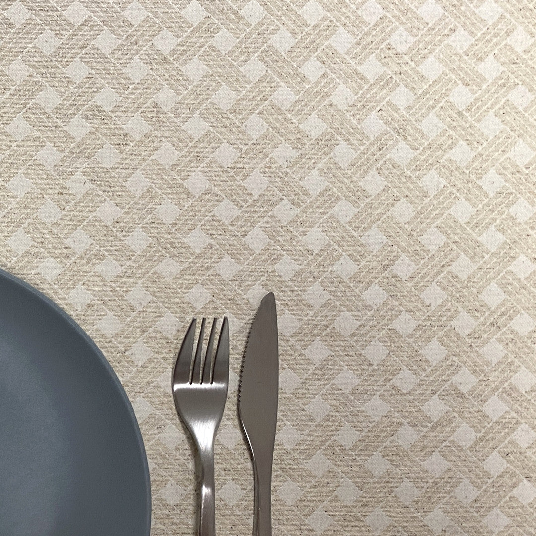 Benlliure Lino – Jacquardvävd textilvaxduk med grafiskt mönster, 180 cm, närbild 2