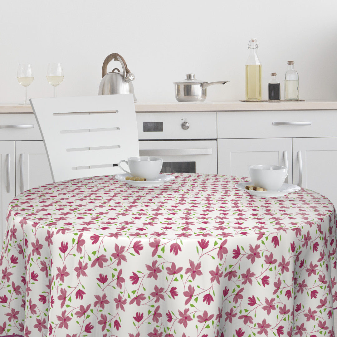 Bloom Bloom Cupcake – 160 cm bred rund vaxduk med blommor