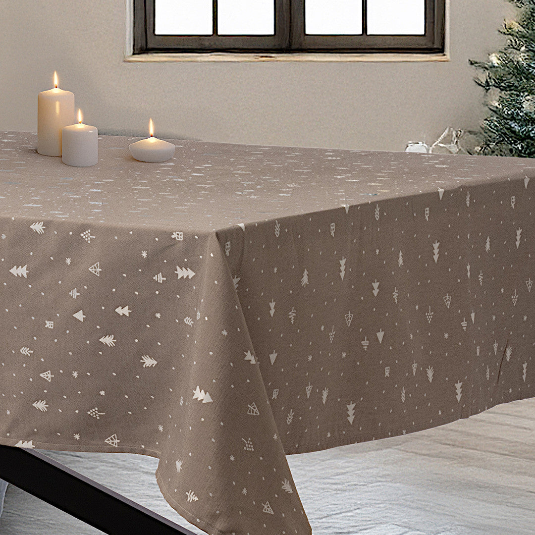 Christmas Carol Natur – Damastvävd julduk 140 x 220 cm, hörn 1