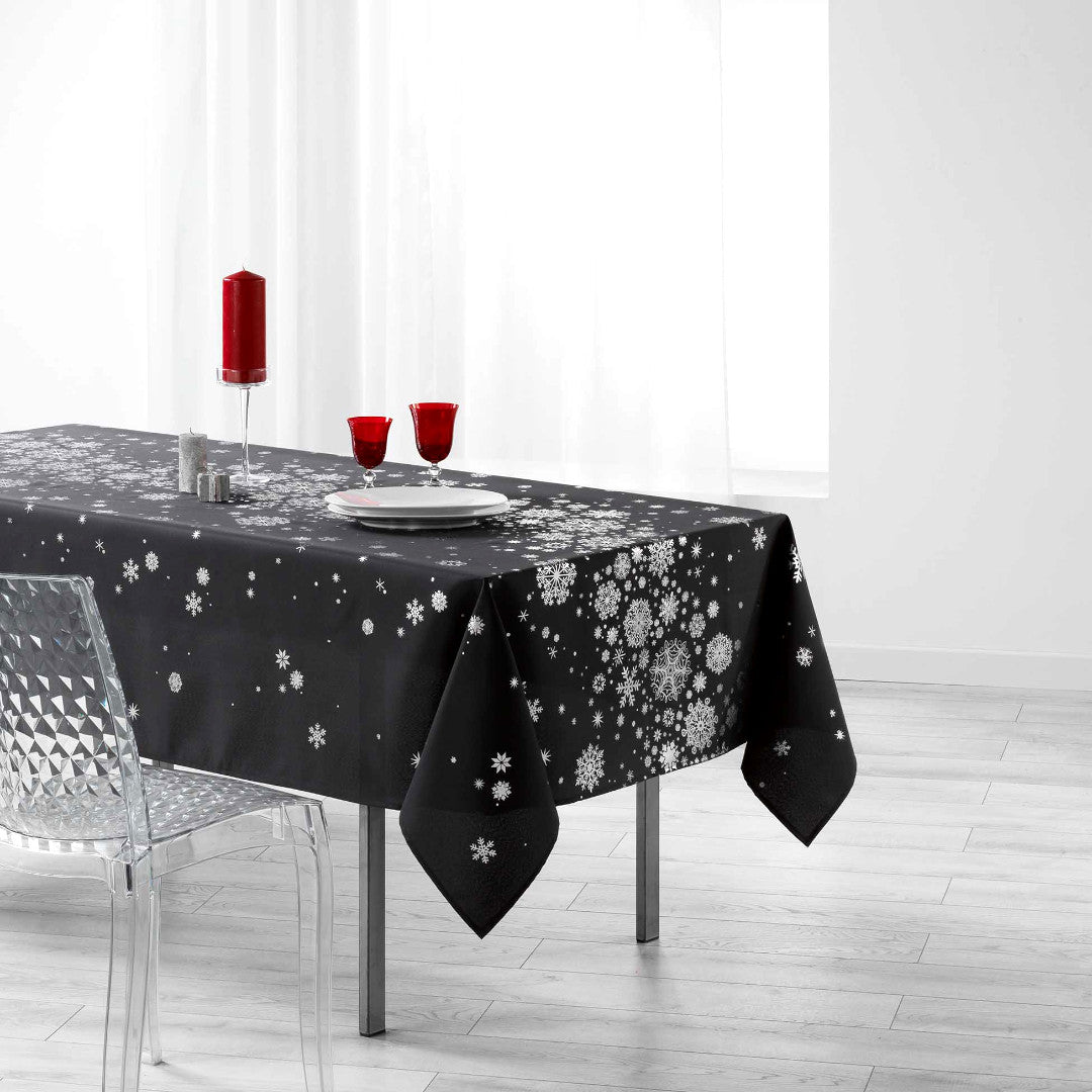 Constellation Snöhimmel Antracit - Julbordsduk med fläckskydd, 150 x 240 cm