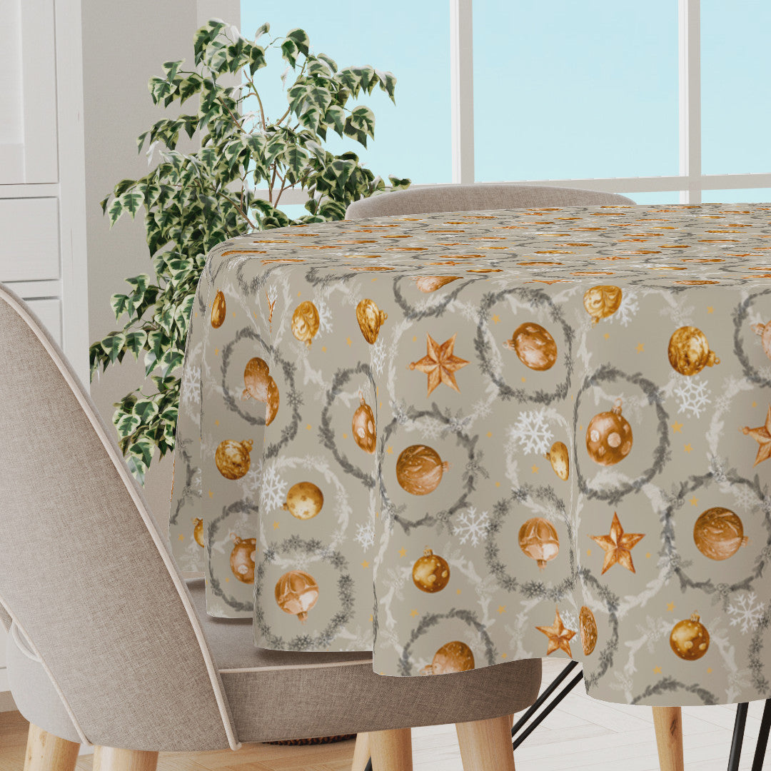 Julkulor & Kransar – Rund beige julvaxduk