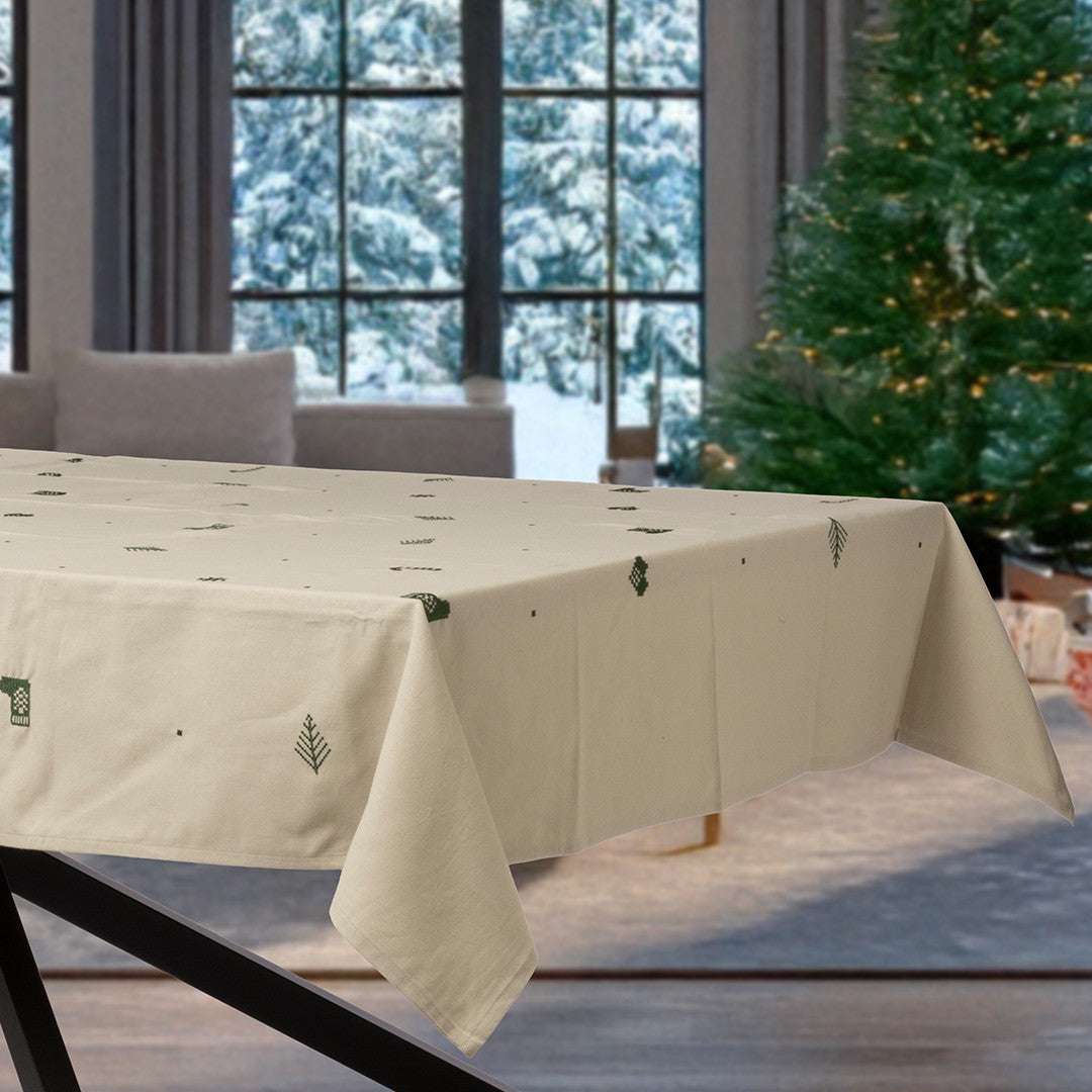 Julia Grön - Broderad julduk, 100 % bomull - 140 x 320 cm, miljö