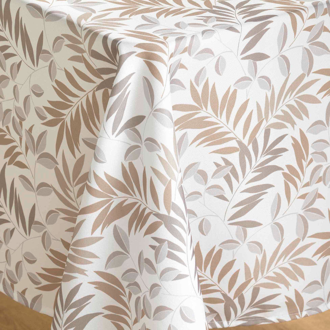 Nedelia Natural - 145 x 240 cm, rektangulär duk med bladmönster, hörn