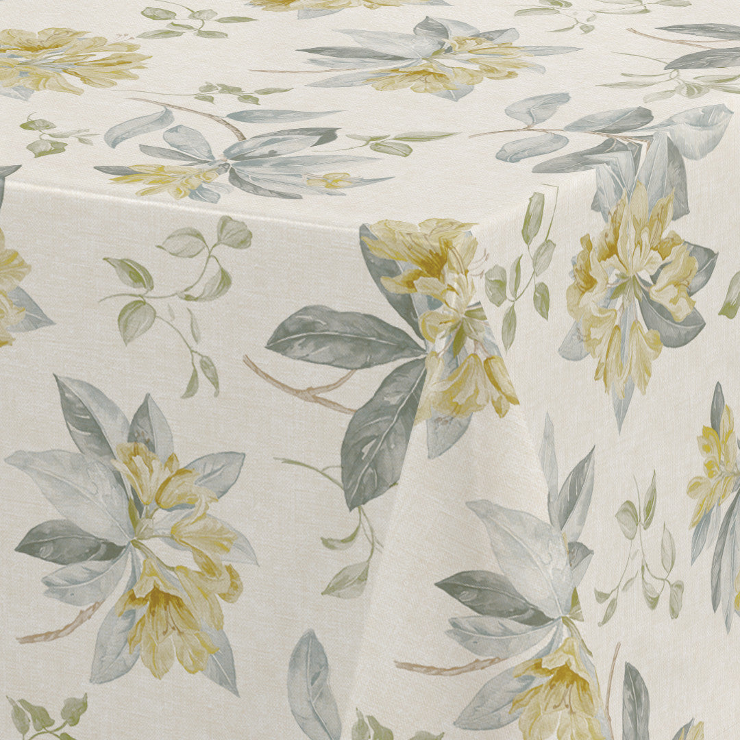 Nordfavn Fruehling Gul - Duk med elegant blommönster, hörn