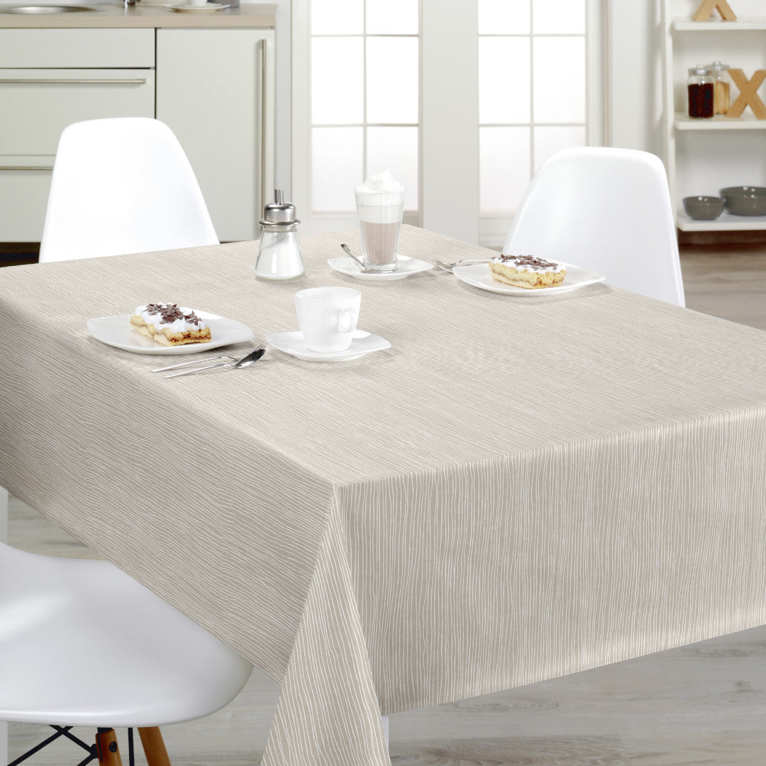Nordfavn Strange Ways Beige – Vaxduk i beige med ränder, miljö