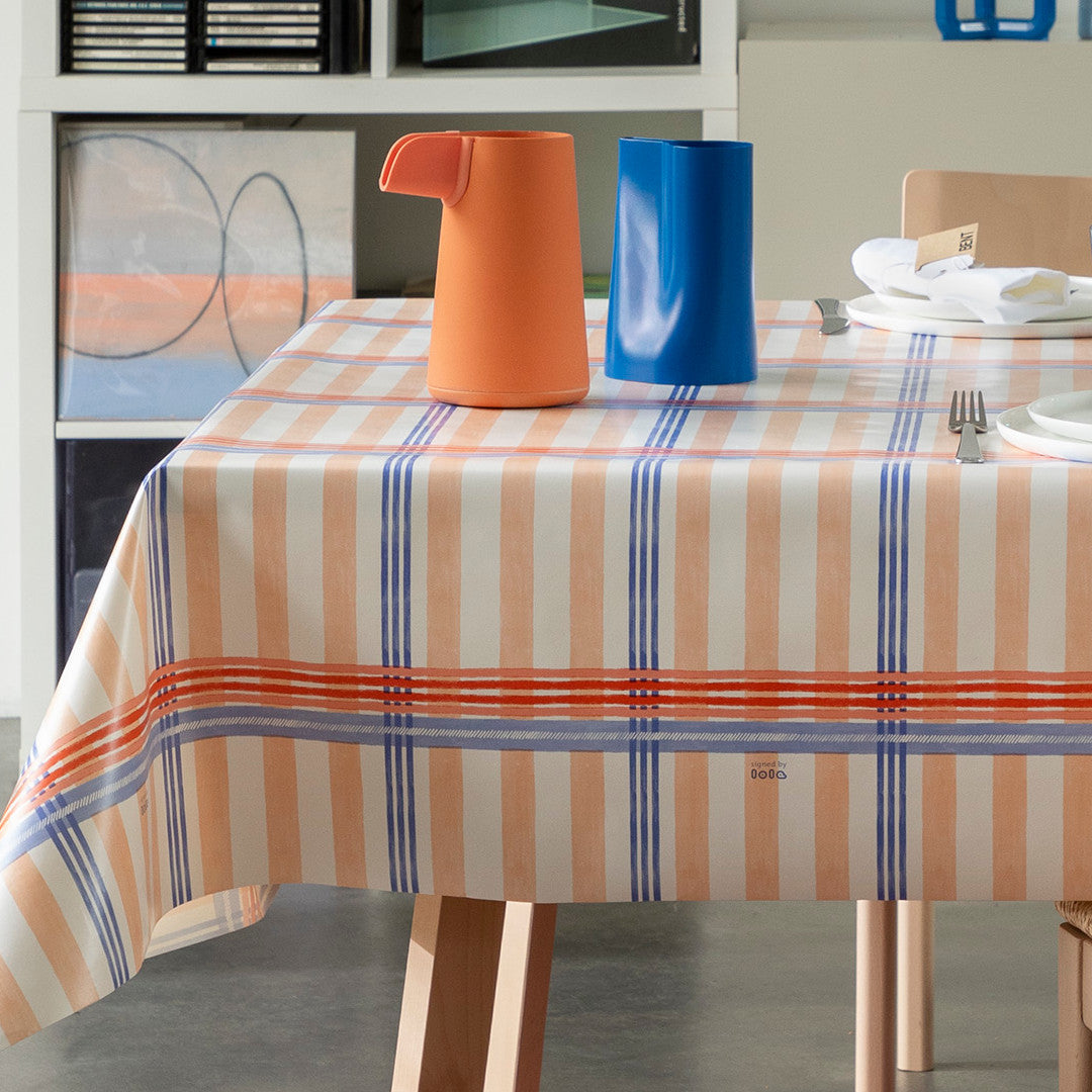 Tea Milady? Salmon – Lola vaxduk med randigt mönster, hörn