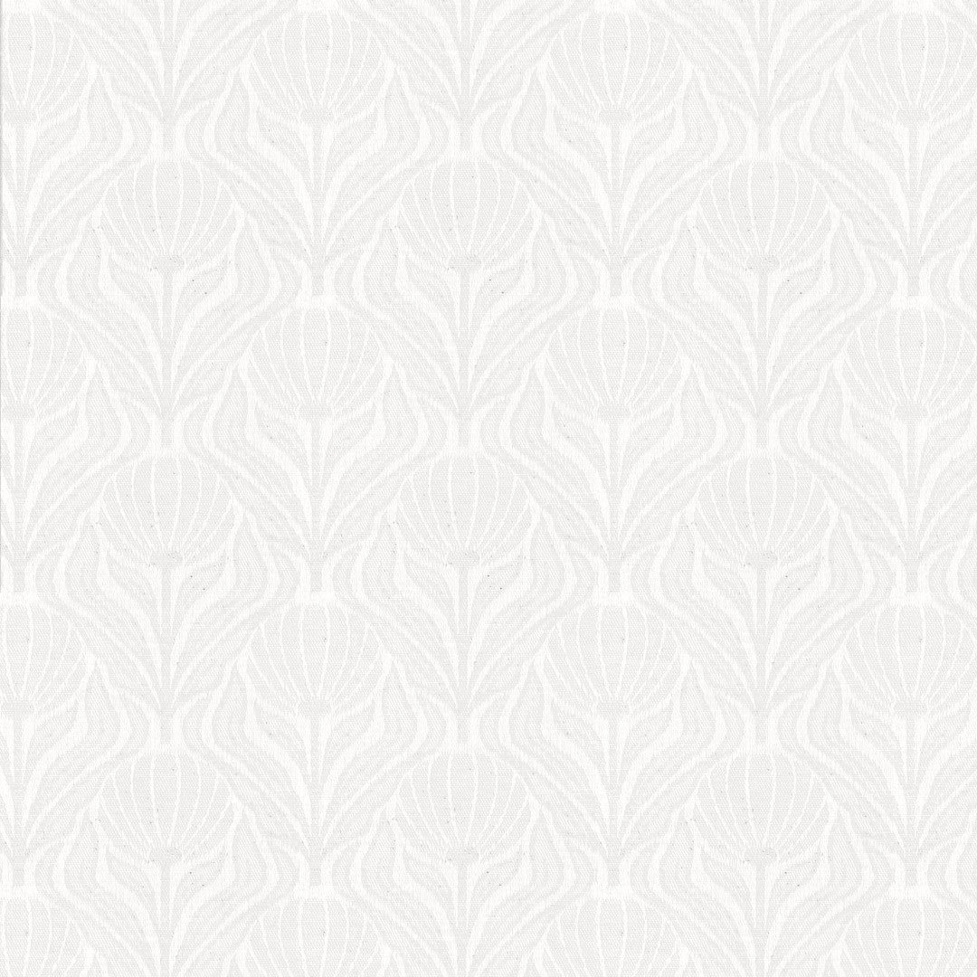 Tessai Blanco – Jacquardvävd textilvaxduk i offwhite 180 cm bred, mönster