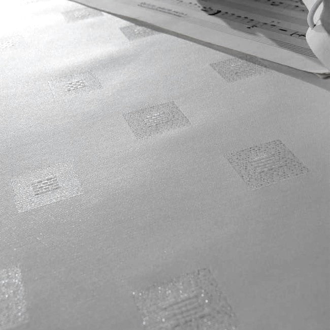 Cezanne Silver Lurex - Jacquardvävd textilvaxduk, 140 cm bred
