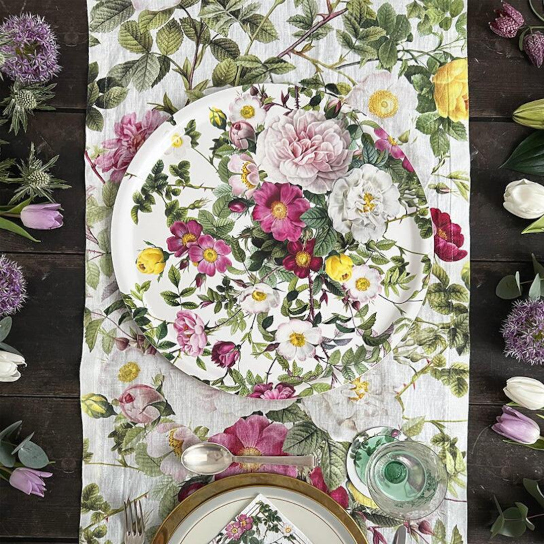 Bordslöpare i linne Rose Flower Garden – Jim Lyngvild, miljöbild 3