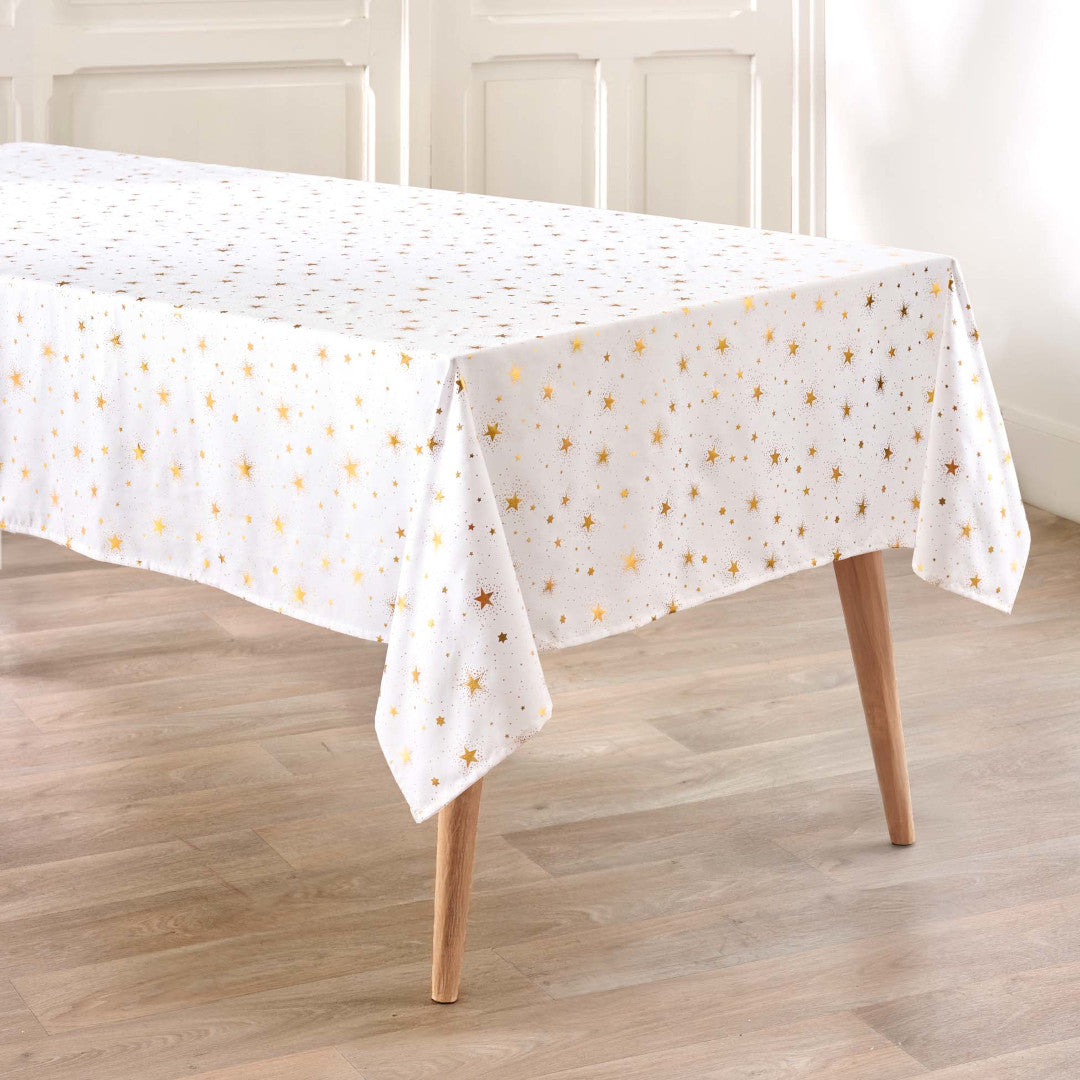 Comète Vit/Guld – Julduk med fläckavvisande behandling 140 x 240 cm, miljö 1