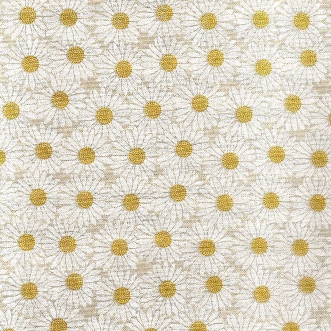 Daisy - Naturfärgad textilvaxduk med vita prästkragar