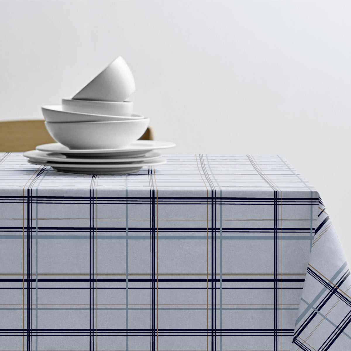 Södahl Define Linen Blue - Textilvaxduk 100 % bomull med glidskydd
