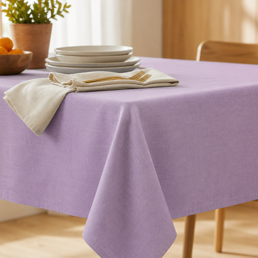 Enfärgad duk i 100 % linne med akrylbeläggning - 140 cm bred - Lavendel