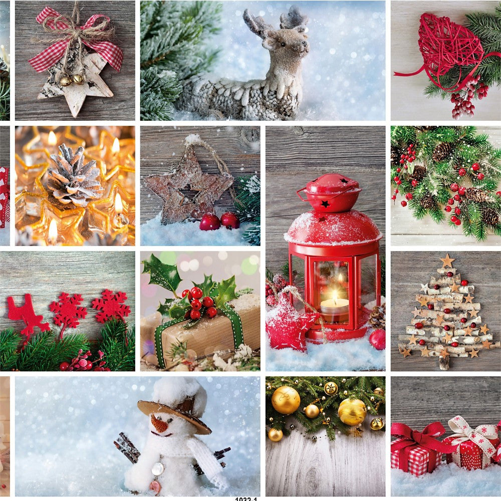 Julvaxduk - Jul - Vi Pyntar upp till jul olika bilder, paket, ljuslykta, snögubbe m.m