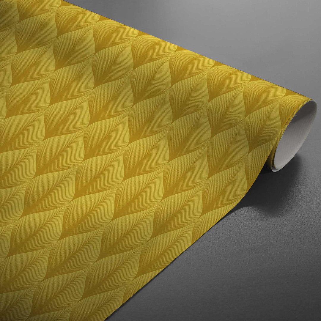 Kalini Luxury Yellow – vaxduk med grafiskt mönster i fantastisk 3D-effekt. på rulle