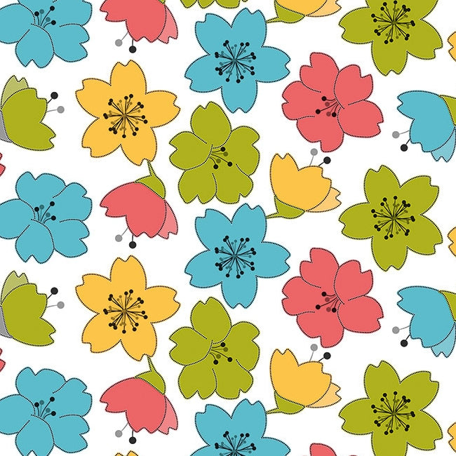 Lily Spring - vaxduk med färgglada streckblommor