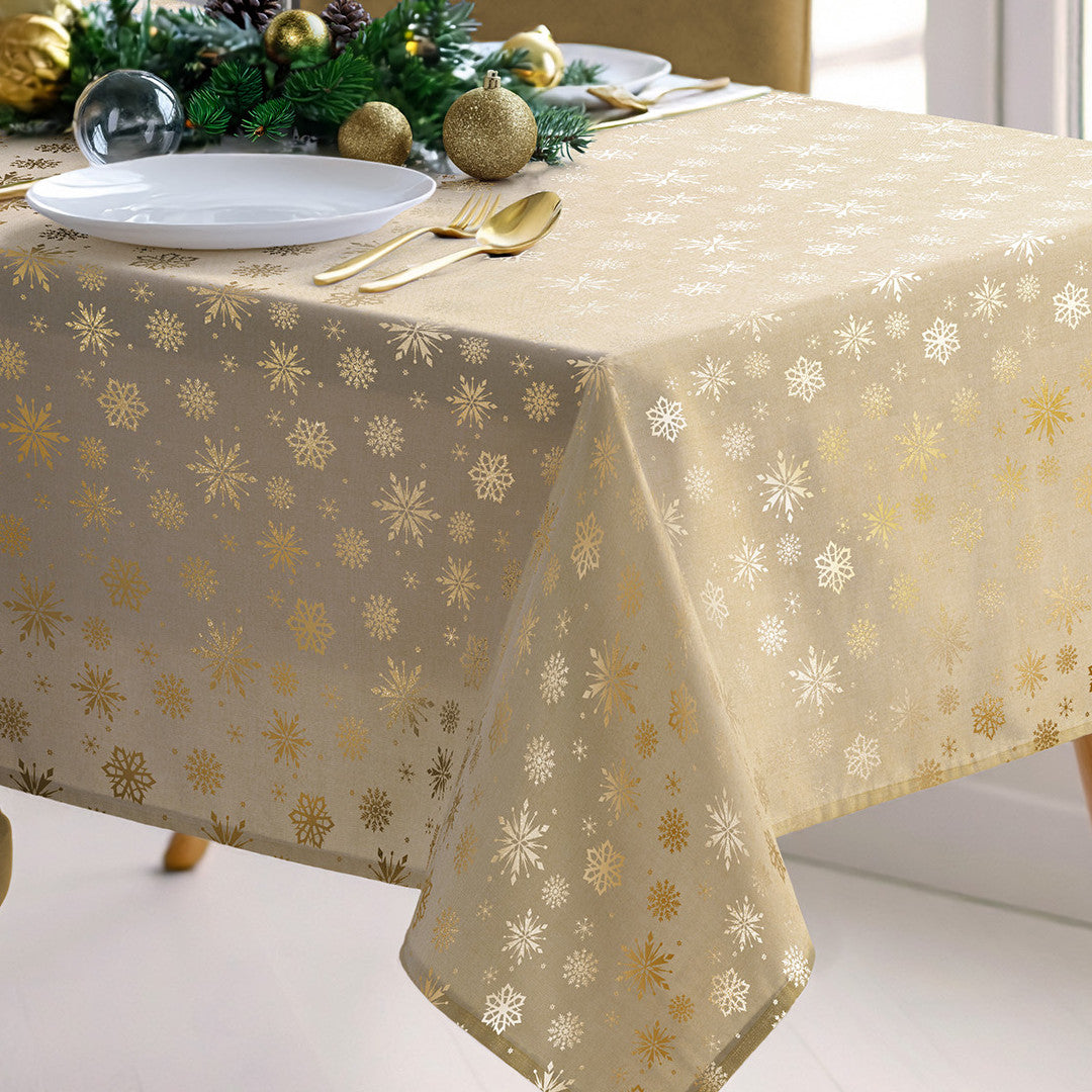 Magic Guld – Julduk med fläckavvisande behandling 150 x 300 cm, närbild