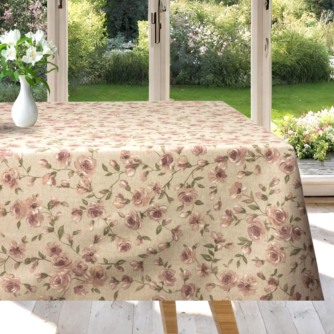 Natura Delle Rose di Fionda – Textilvaxduk med klätterrosor, 160 cm bred