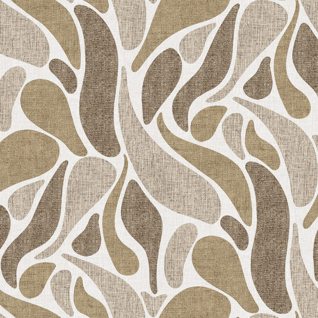 Närbild Sandström - Sandström - Vaxduk med böljande mönster i beige och naturfärger