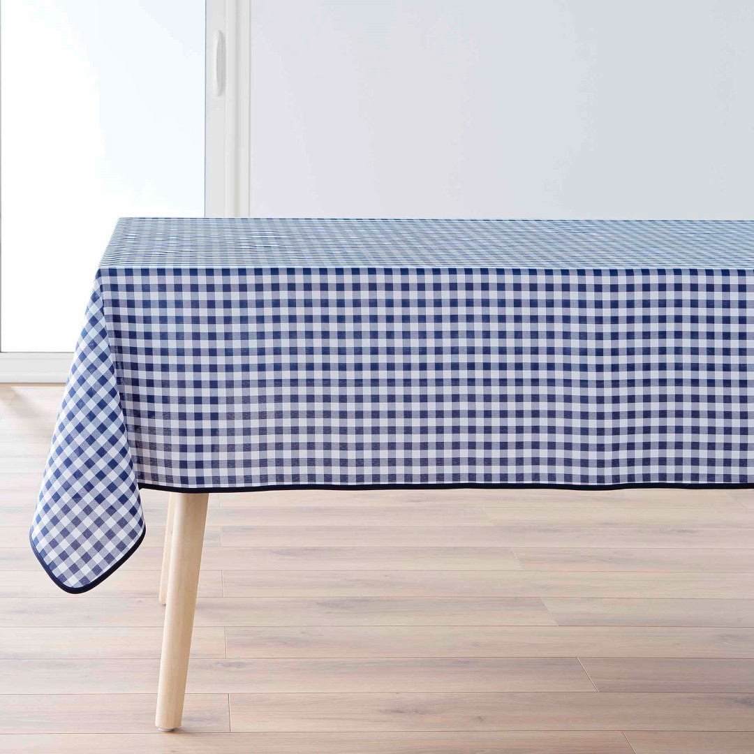 Vichy Blå 150 x 240 cm rektangulär duk med fläckskydd och rutor på bord