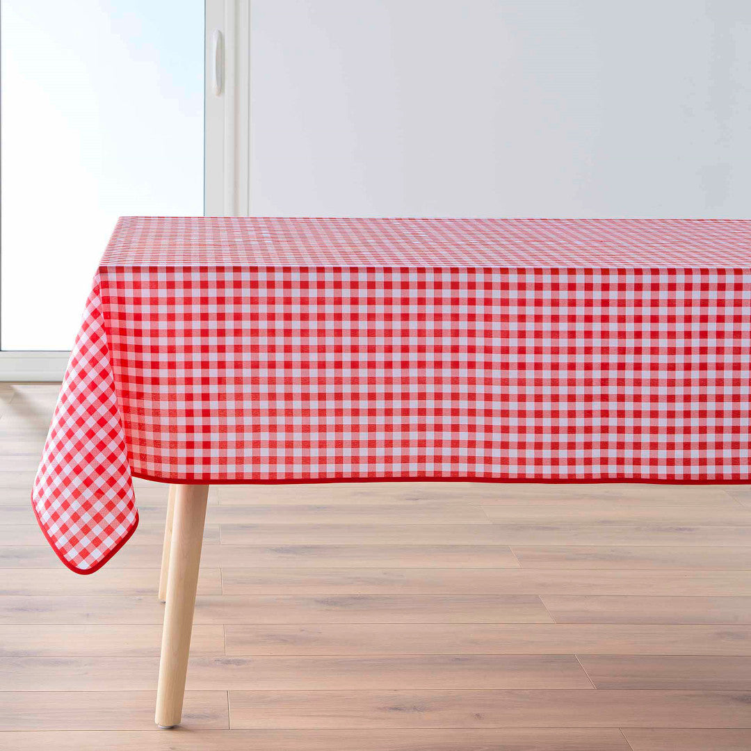 Vichy Röd 150 x 240 cm, rektangulär duk med fläckskydd och rutor, på bord