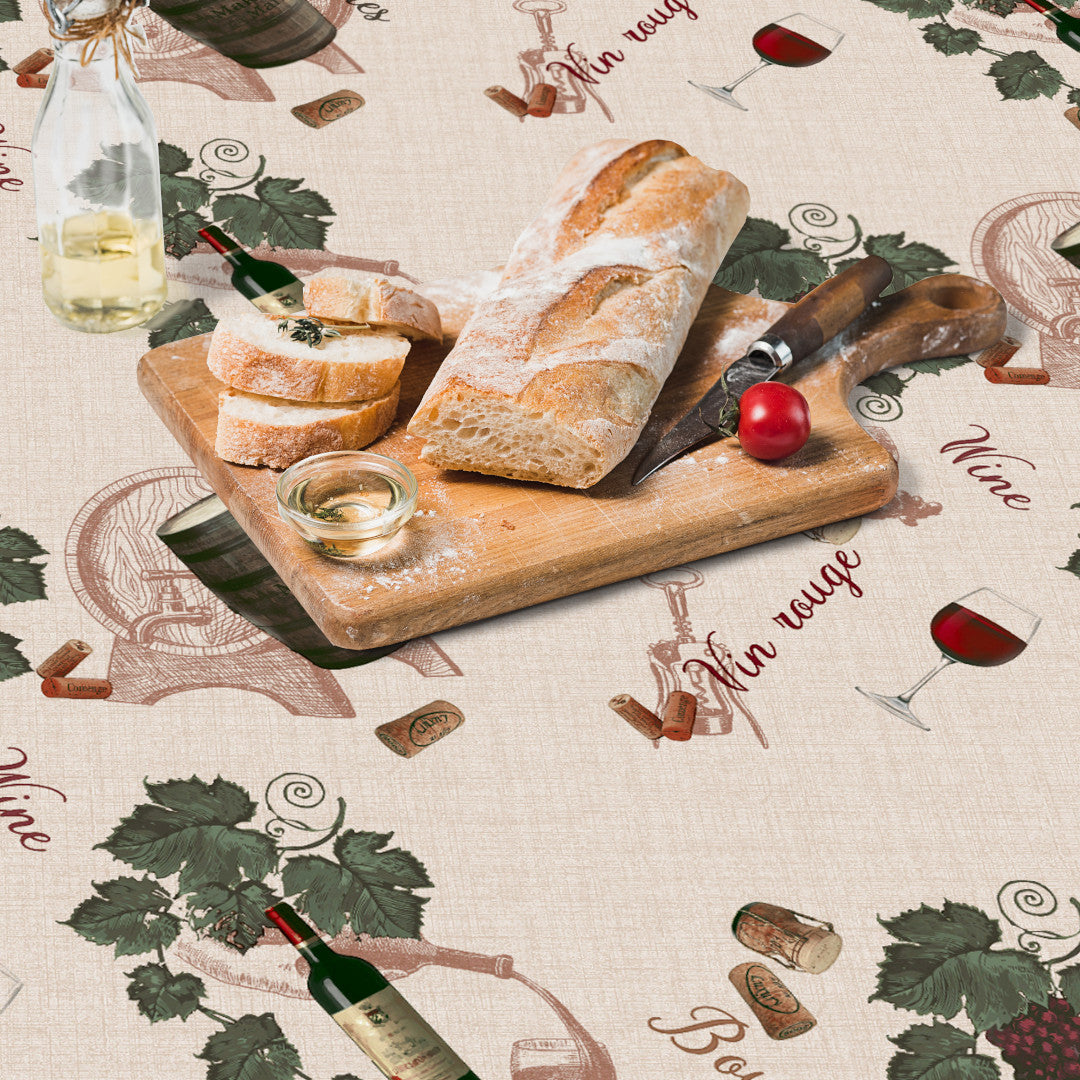 Vin Rouge - Vaxduk med franskt vinmotiv, detaljer