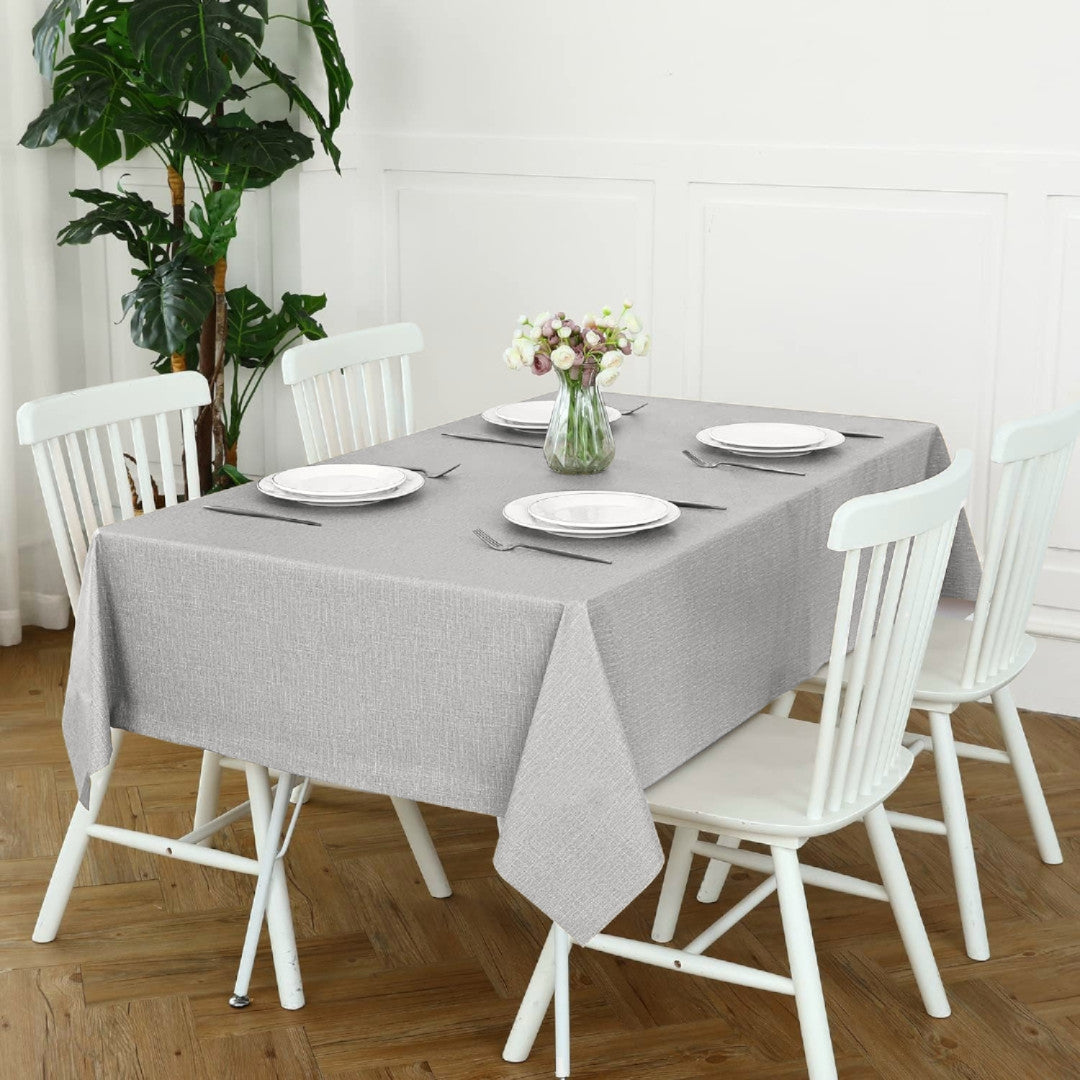 Linen Look Grå – Enfärgad vaxduk i linnelook med präglad yta, miljö