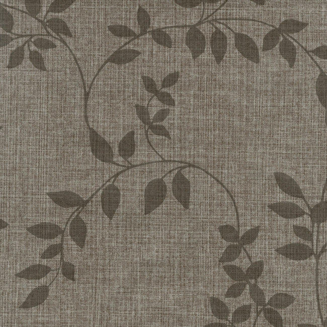 Voksdug Linette Robust Leaf, brun linne-look med blad , 140 cm bred