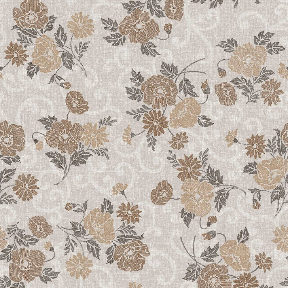 Misty Beige Flower - vaxduk med slingrande blommor