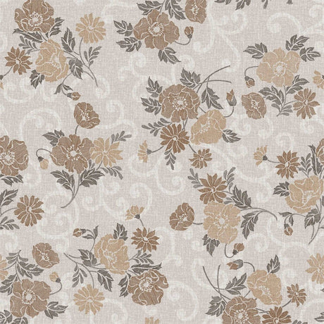 Misty Beige Flower - vaxduk med slingrande blommor