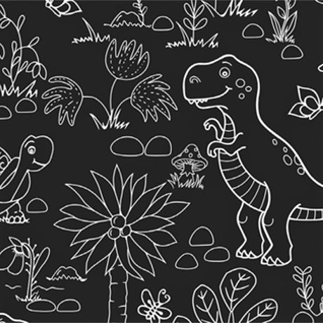 Blackboard vaxduk - Dino och Sköldpadda närbild