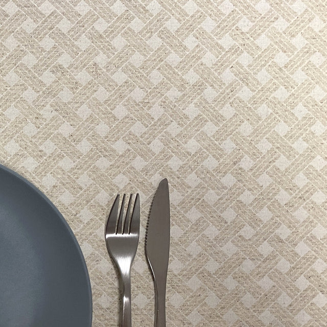 Benlliure Lino – Jacquardvävd textilvaxduk med grafiskt mönster i linnelook, närbild 2