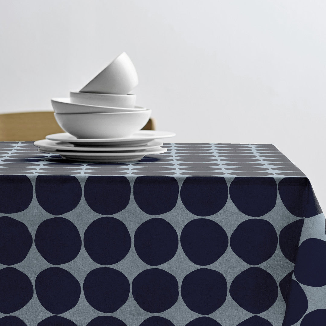Södahl Bubbles Linen Blue - Textilvaxduk i 100 % bomull med glidskydd