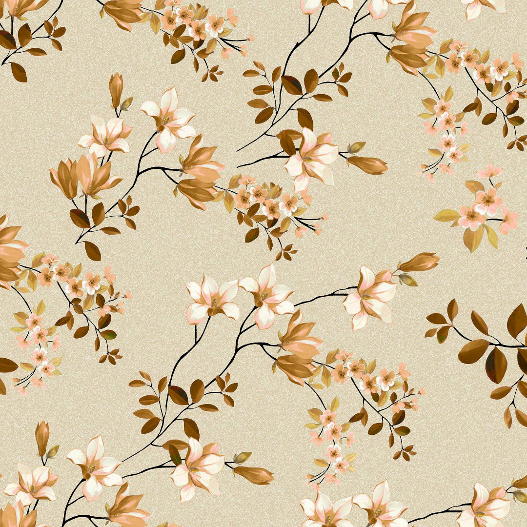 Clematite Ocre – Blommig vaxduk med melerad bakgrund, mönster