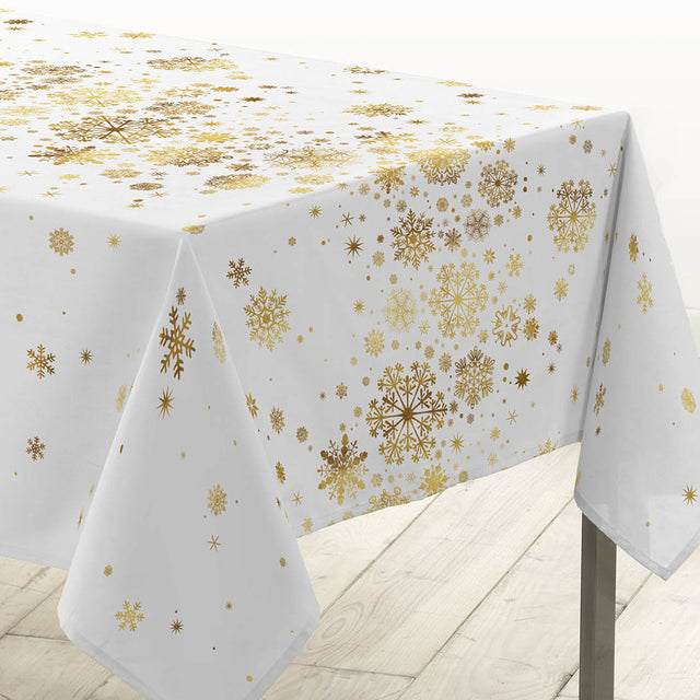 Constellation Vit/Guld - Julduk med metalltryck, 150 x 240 cm, hörn