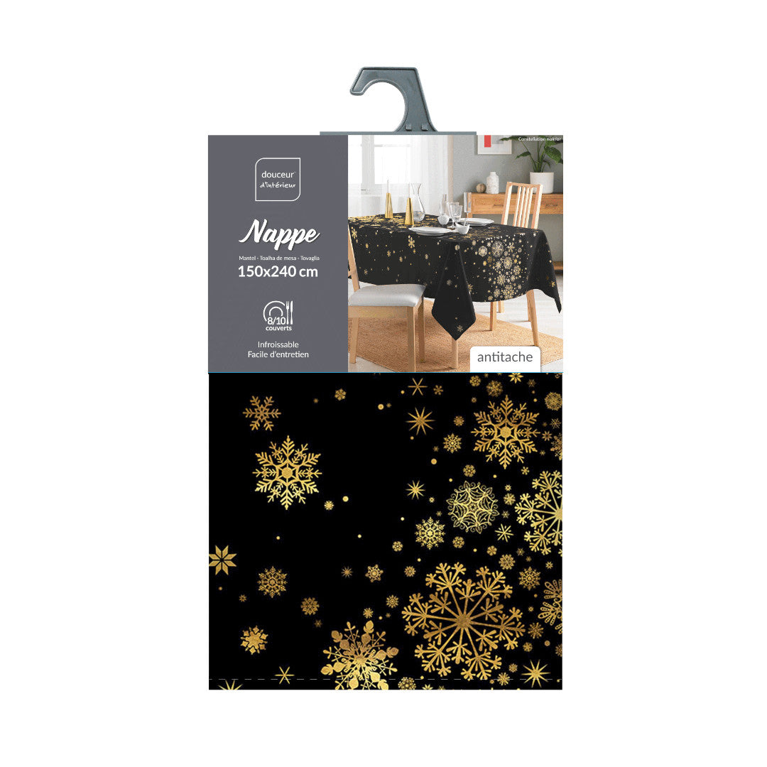 Constellation Svart/Guld - Julduk med metalltryck, 150 x 240 cm, förpackning