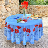 Coquelicot Blå – Rund provenceduk Ø 180 cm