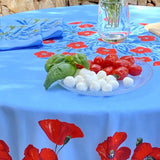 Coquelicot Blå – Rund provenceduk Ø 180 cm, närbild 1