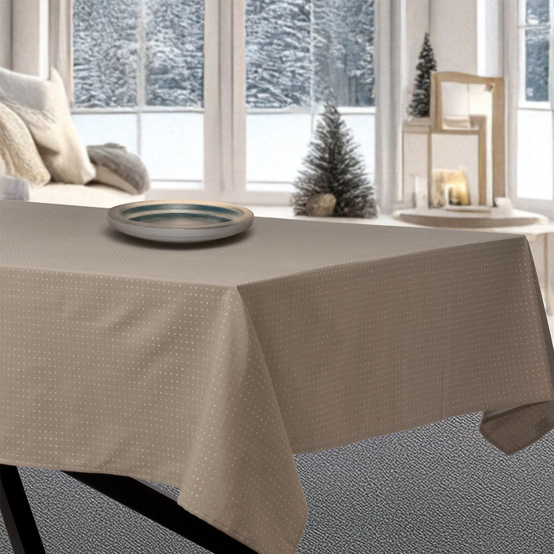 Dotea Beige - Damastduk med prickar, 160 x 270 cm, jul