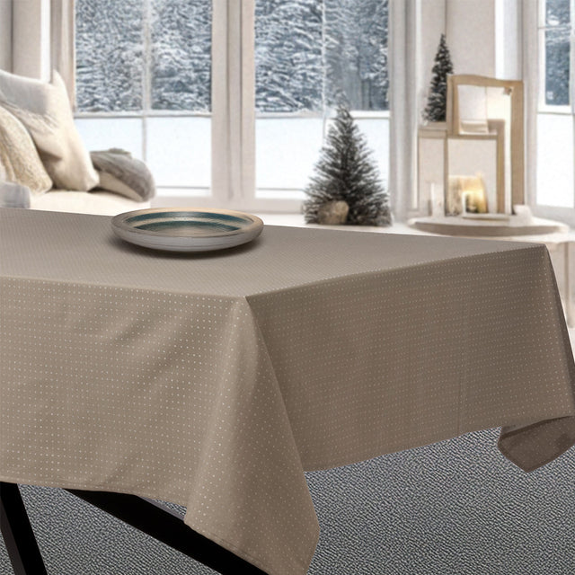 Dotea Beige - Damastduk med prickar, 160 x 270 cm, jul