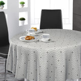 Dotti Earl Grey – Rund vaxduk med grafiskt prickmönster, 160 cm bred