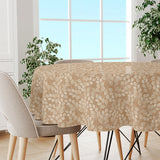 Hessian Leaf Beige – Rund lätt präglad vaxduk med bladmönster, miljö