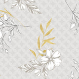 Hortense - Vaxduk med blommor i gyllene och neutrala toner, mönster