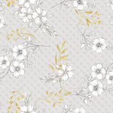 Hortense - Vaxduk med blommor i gyllene och neutrala toner
