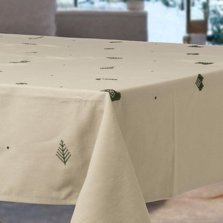 Julia Grön - Broderad julduk, 100 % bomull - 140 x 220 cm, hörn