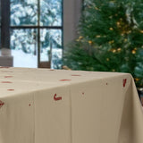 Julia Rød - Broderad julduk, 100 % bomull - 140 x 220 cm, bordskant