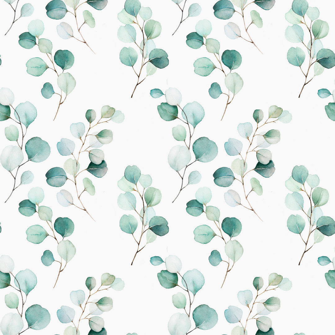 Junos Eucalyptus – Textilvaxduk med akvarellblad, mönster