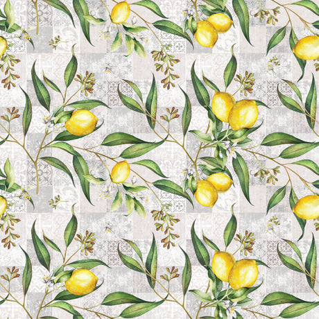 Limonero – Textilvaxduk med citroner och patchworkmönster