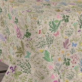 Lino Meadow – Textilvaxduk med blommor och naturmotiv i elegant linnelook, hörn