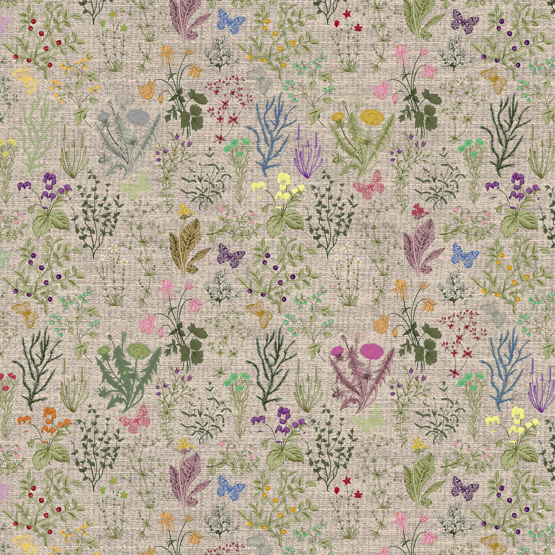 Lino Meadow – Textilvaxduk med blommor och naturmotiv i elegant linnelook, mönster